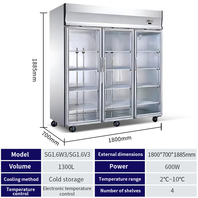 Three door glass display cabinet (copper)