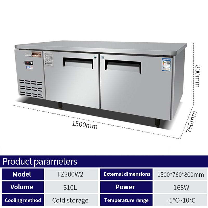 Commercial flat refrigeration and freezing workbench horizontal refrigerator