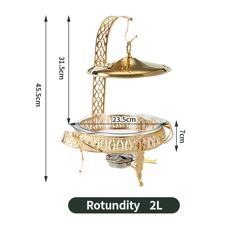 2L round hanging lid golden glass alcohol furnace