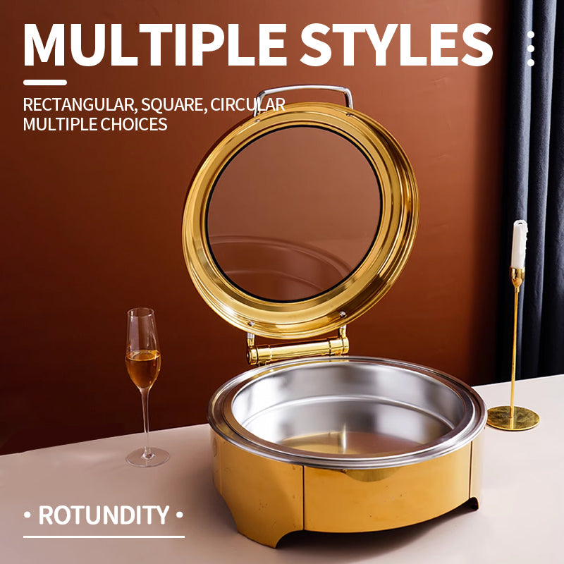 Circular hydraulic glass cover visible dining stove high foot (gold)