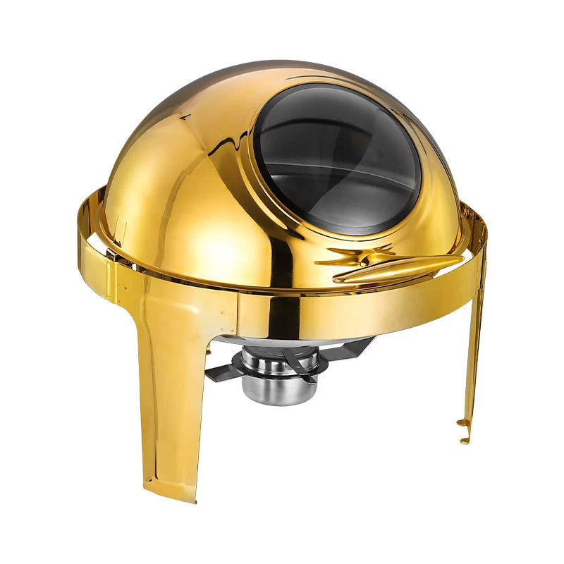 Golden round visible dining stove