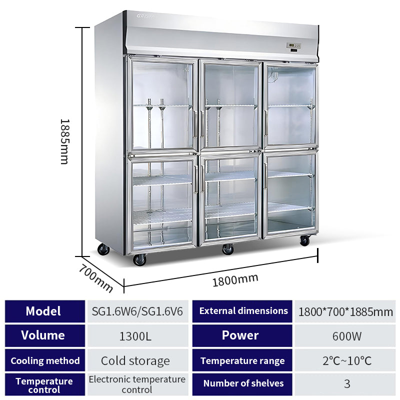 Six glass door display cabinet (copper)