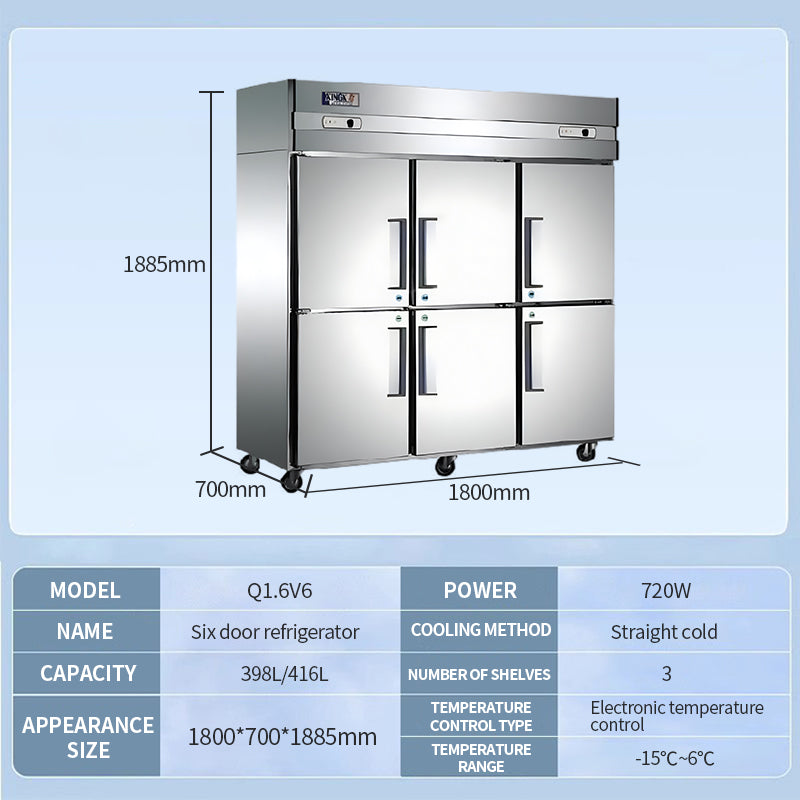Six door dual machine dual temperature cabinet