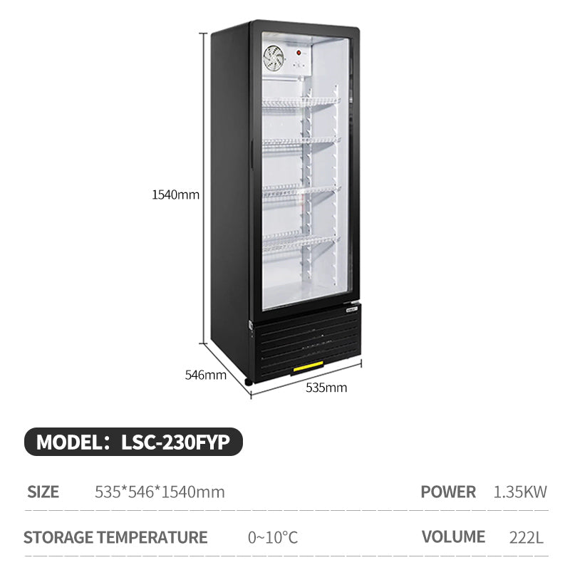 Flat head rounded corner single door refrigerated display cabinet(LSC-230FYPE)