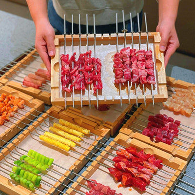 Barbecue skewer tray
