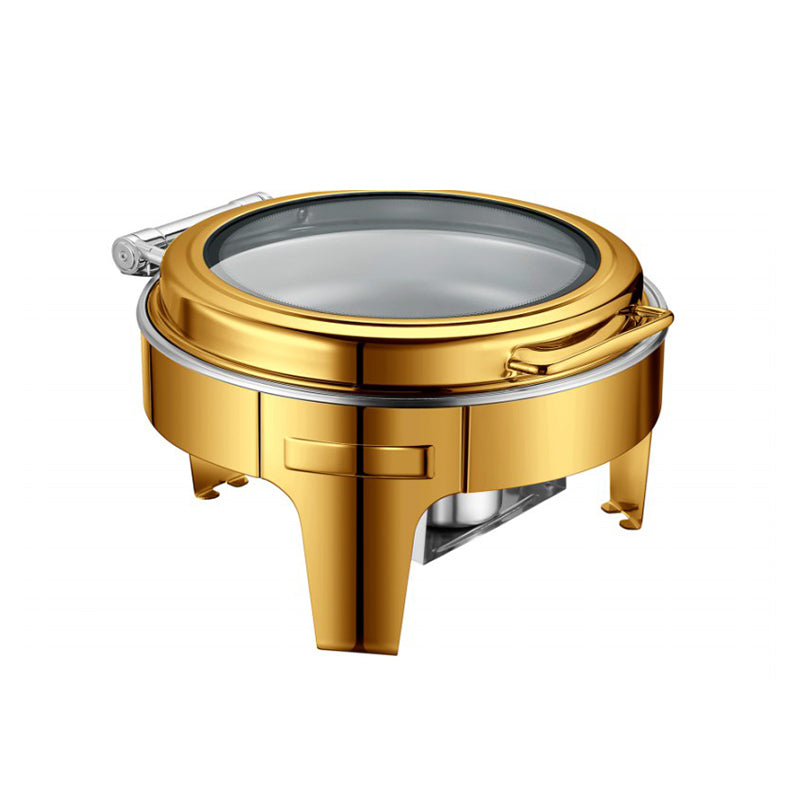 Circular hydraulic glass cover visible dining stove high foot (gold)