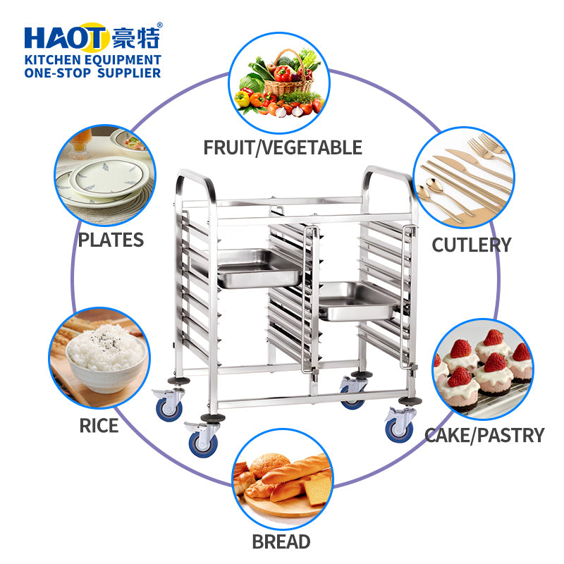 Commercial Stainless Steel GN Double-Tier Pan Cart (6-Tier/12-Pan Capacity)