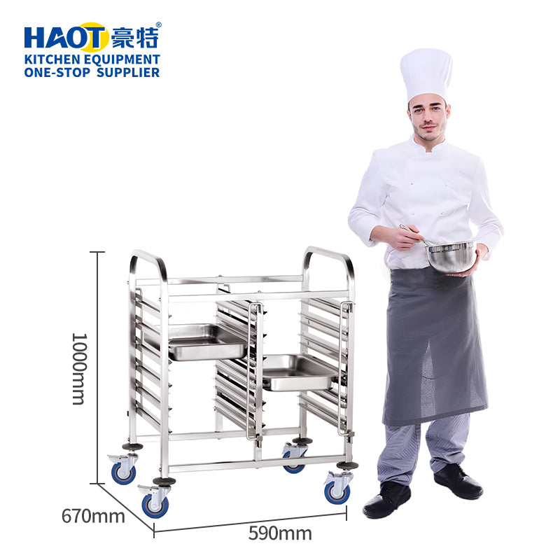 Commercial Stainless Steel GN Double-Tier Pan Cart (6-Tier/12-Pan Capacity)
