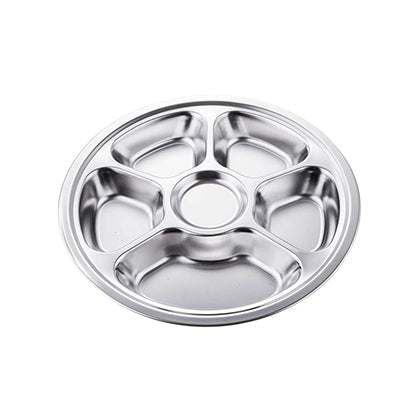 Extra deep circular six grid fast food plate