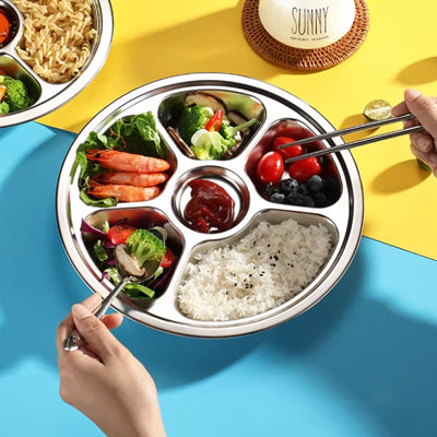 Extra deep circular six grid fast food plate