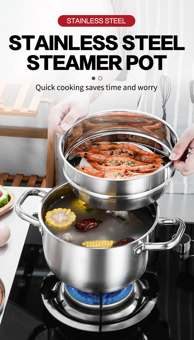 20cm steel diamond double ear steaming soup pot