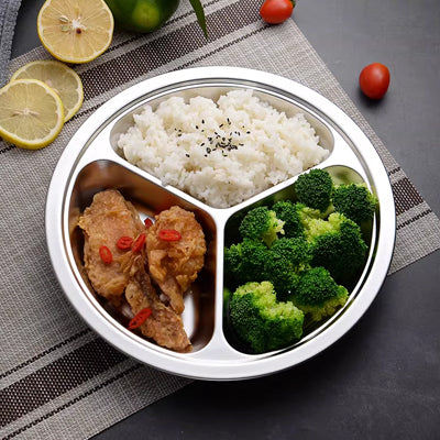 22cm round three grid fast food plate