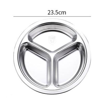 24cm round three grid fast food plate (304)
