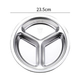 24cm round three grid fast food plate (304)