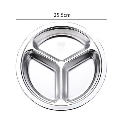 26cm Three Grid Round Plate