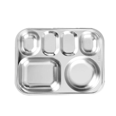Korean style six grid 304 stainless steel fast food plate