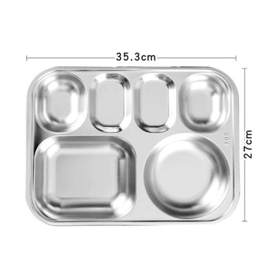 Korean style six grid 304 stainless steel fast food plate