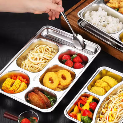 Six grid 304 stainless steel fast food plate