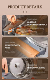 Shide 20cm Stainless Steel Soup Pot with Wooden Handles