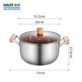 Shide 20cm Stainless Steel Soup Pot with Wooden Handles