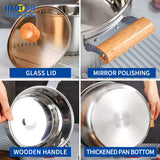 Shide 20cm Stainless Steel Soup Pot with Wooden Handles