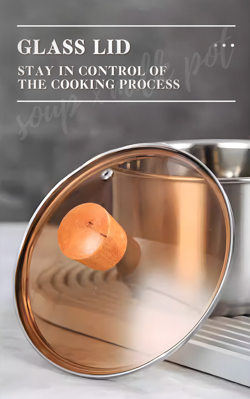 Shide 20cm Stainless Steel Soup Pot with Wooden Handles