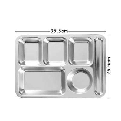 Deepen the new six grid 201 stainless steel fast food plate (35.5 * 25.5)