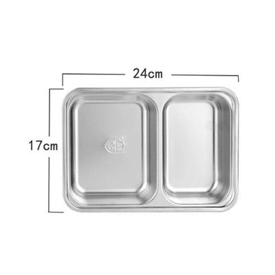 Chinese 304 stainless steel fast food plate, small 2 compartments