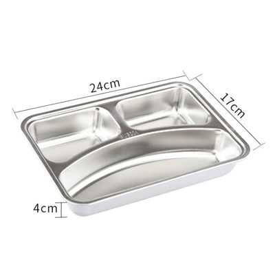 Chinese 304 stainless steel fast food plate, small 3 compartments