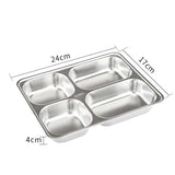 Chinese 304 stainless steel fast food plate, small 4 compartments