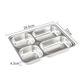Chinese 304 stainless steel fast food plate with five large compartments
