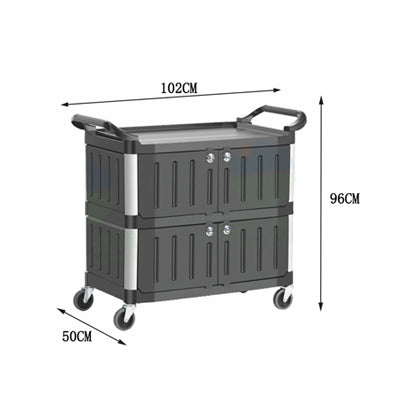 Three-tier dining car with door, black (square tube column with bucket)