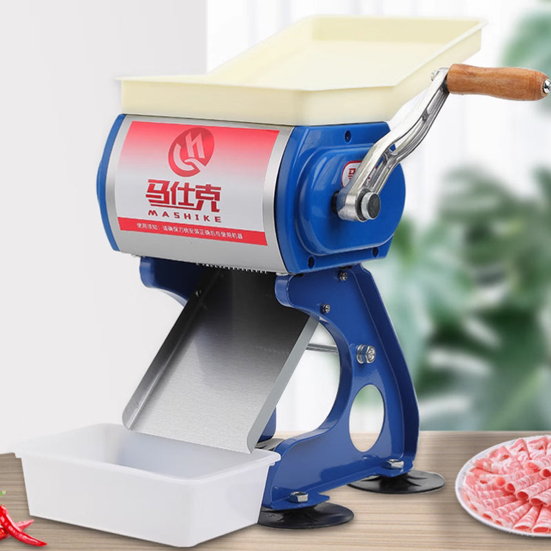 Manual meat slicer and slicer