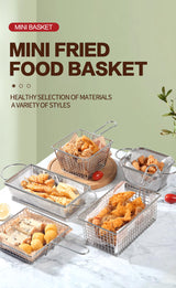 Double ear mesh square mini frying basket