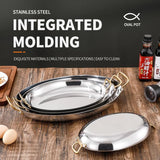 Stainless steel egg shaped double ear pan with gold plating