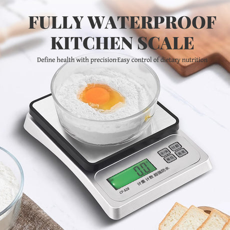 Silver waterproof electronic kitchen scale 3kg/0.1g
