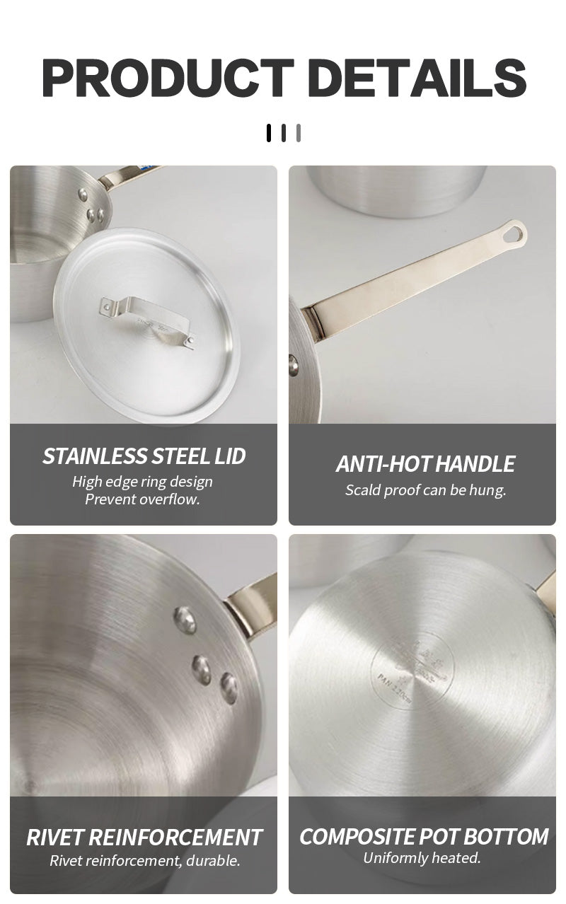 20CM aluminum snow flat pot (with lid)