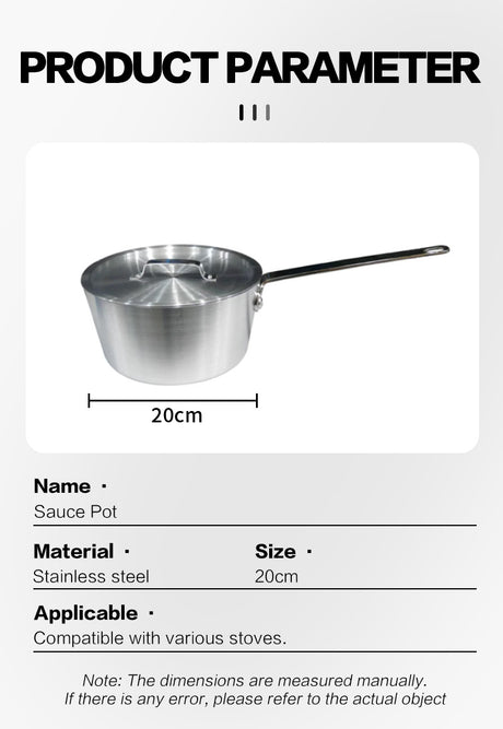 20CM aluminum snow flat pot (with lid)
