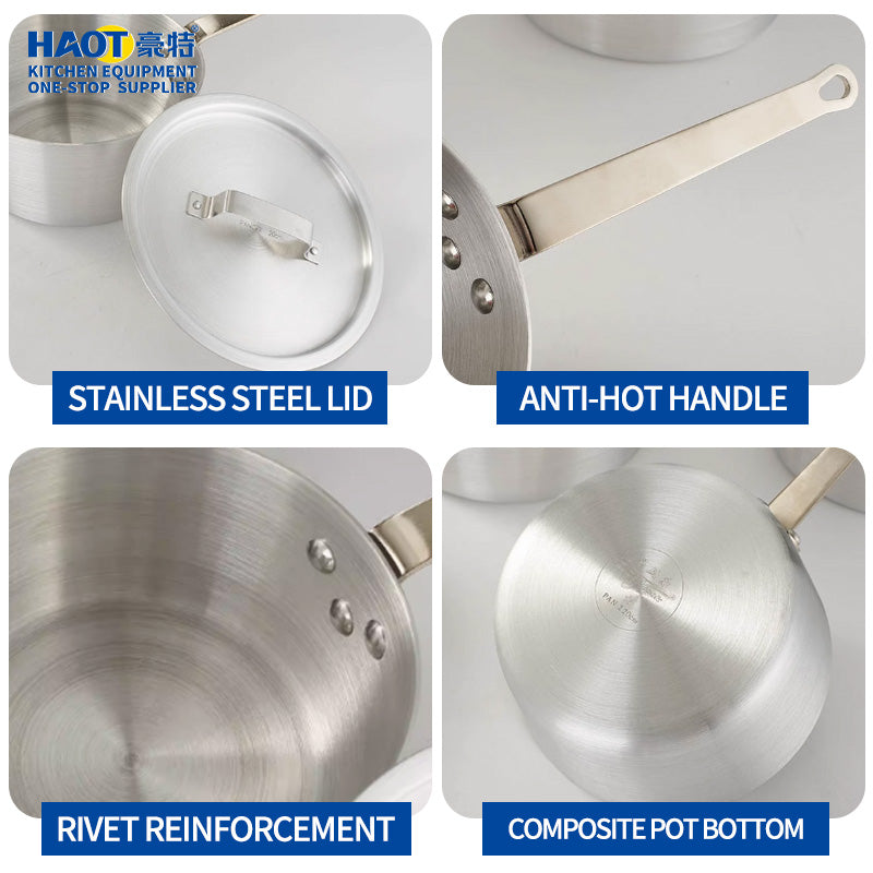 20CM aluminum snow flat pot (with lid)