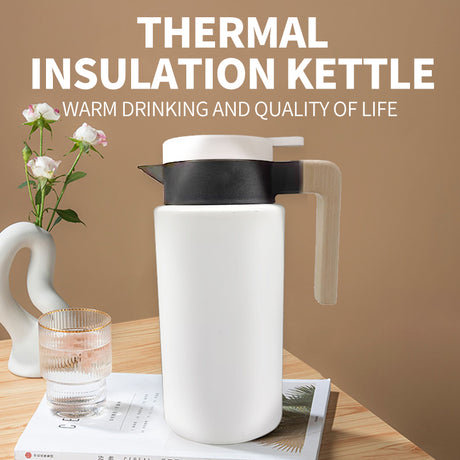 304 white wooden handle insulated kettle 1800ml (digital display with temperature)