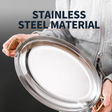 Stainless steel egg shaped double ear pan with gold plating