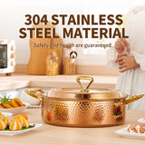 Three layer steel hammer point simple shallow soup pot