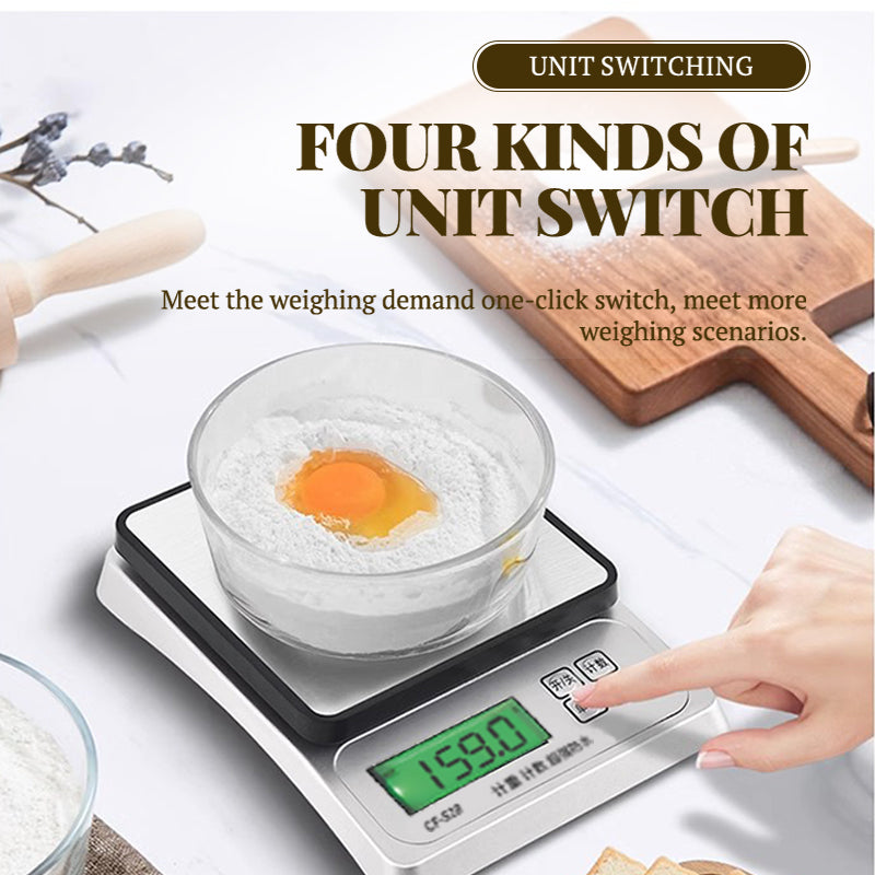 Silver waterproof electronic kitchen scale 3kg/0.1g