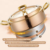 Three layer steel hammer point simple shallow soup pot