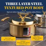 Three-layer steel wood grain titanium shallow pot