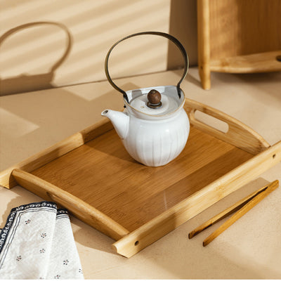 Large double ear bamboo tray