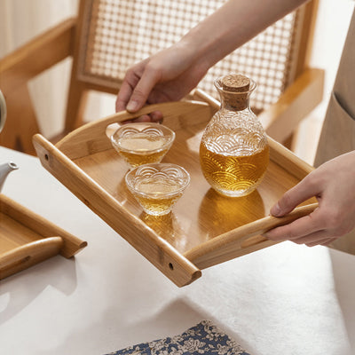 Double ear bamboo tray
