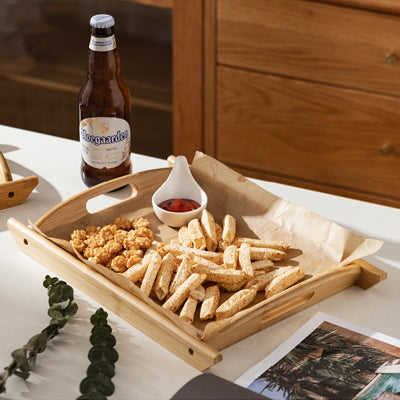 Double ear bamboo tray