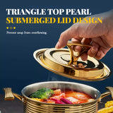 Three-layer steel wood grain titanium shallow pot