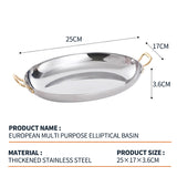 Stainless steel egg shaped double ear pan with gold plating